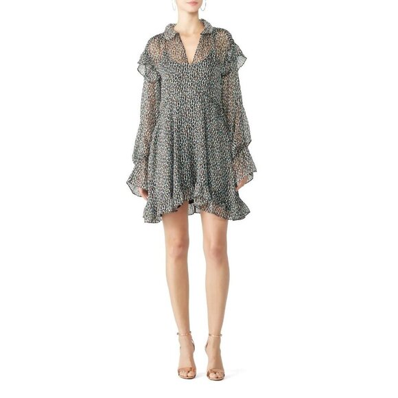 Philosophy di Lorenzo Serafini Sheer Fluorescent Cheetah Dress Women's Size 4 - Picture 1 of 13